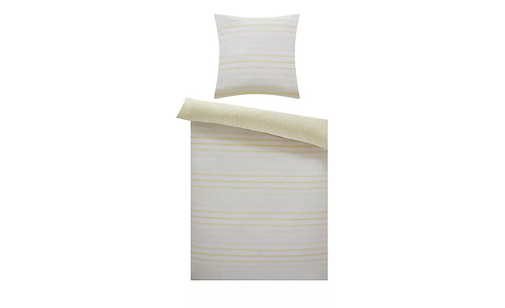 LAVIDA Renforcé-Bettwäsche  Streifen und Punkte - gelb - 100% Baumwolle - 1 günstig online kaufen