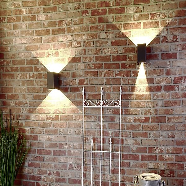 LED-Außenwandlampe Arcturus, Breite 8 cm, grafit 2-flg. IP54 günstig online kaufen
