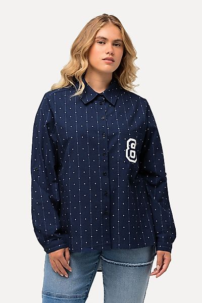 Ulla Popken Hemdbluse Hemdbluse Punkte Hemdkragen günstig online kaufen