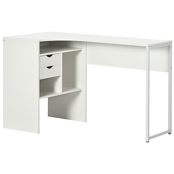 HOMCOM Eckschreibtisch mit 2 Schubladen, 120 x 60 cm, L-förmiger Schreibtis günstig online kaufen