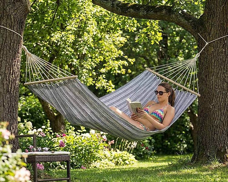 Hängematte XL Outdoor Camping Stabhängematte Boho Breit Garten 150x200cm günstig online kaufen