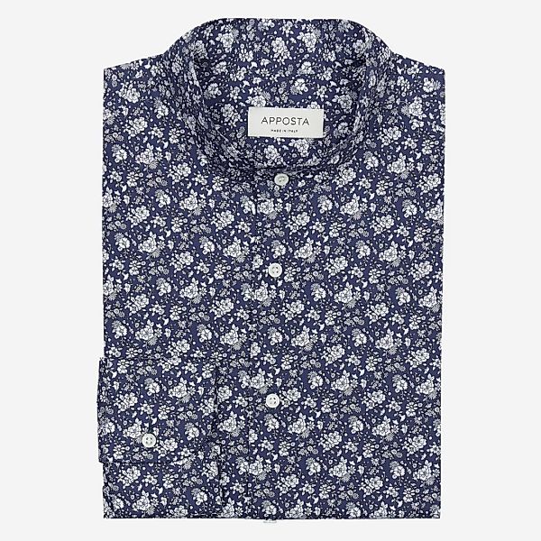 Hemd  blumenmuster  marineblau baumwolle pinpoint oxford, kragenform  stehk günstig online kaufen