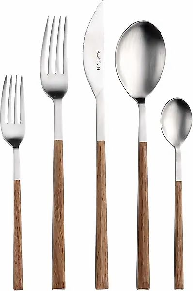 PINTINOX Besteck-Set "Sushi" Satiniert mit Kunststoffgriff in Holz-Optik günstig online kaufen