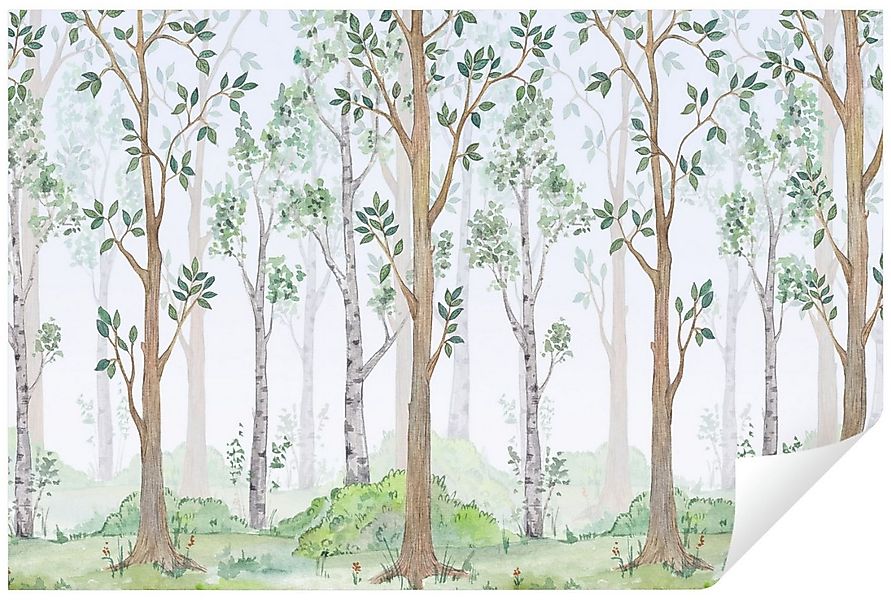 Wallarena Fototapete Kinderzimmer Wald Baum Kinder Junge Mädchen Babyzimmer günstig online kaufen