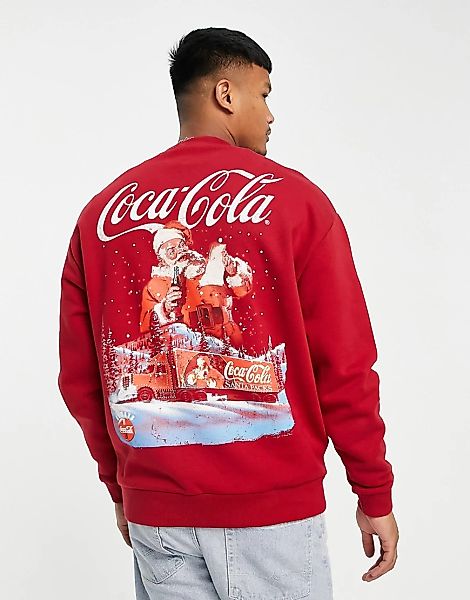 ASOS DESIGN – Oversize-Sweatshirt mit weihnachtlichem Coca Cola-Print in Ro günstig online kaufen