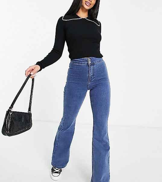 Topshop Petite – Joni – Jeans aus recycelter Baumwolle mit ausgestelltem Be günstig online kaufen