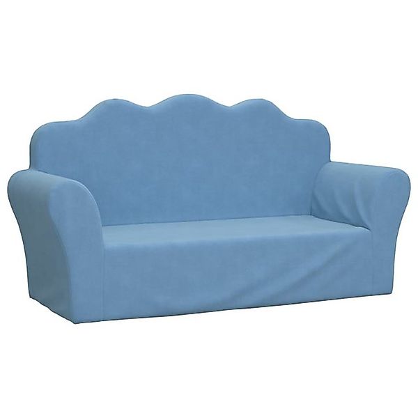 vidaXL Kindersofa, Kinder Schlafsofa 2-Sitzer Blau Weich Plüsch günstig online kaufen