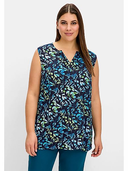 Sheego Blusentop "Große Größen", aus Viskose-Crêpe, mit Blätterprint günstig online kaufen
