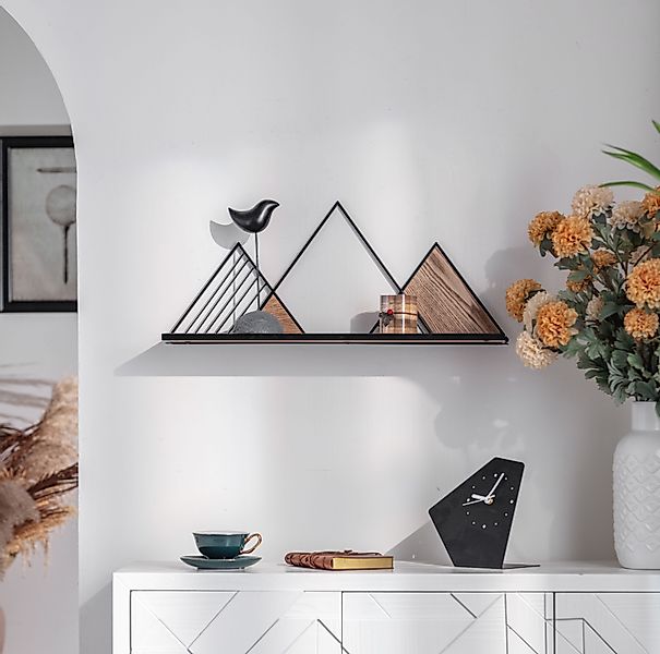 K&L Wall Art Deko-Wandregal Holz Metallregal günstig online kaufen
