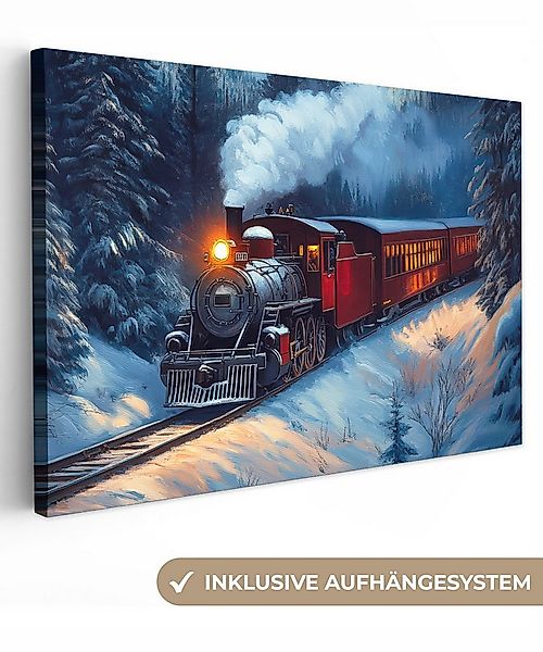 OneMillionCanvasses® Leinwandbild Zug - Weihnachten - Schnee - Weihnachtszu günstig online kaufen