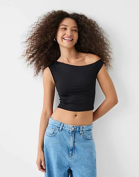 Bershka Ärmelloses, Asymmetrisches Shirt Damen S Schwarz günstig online kaufen