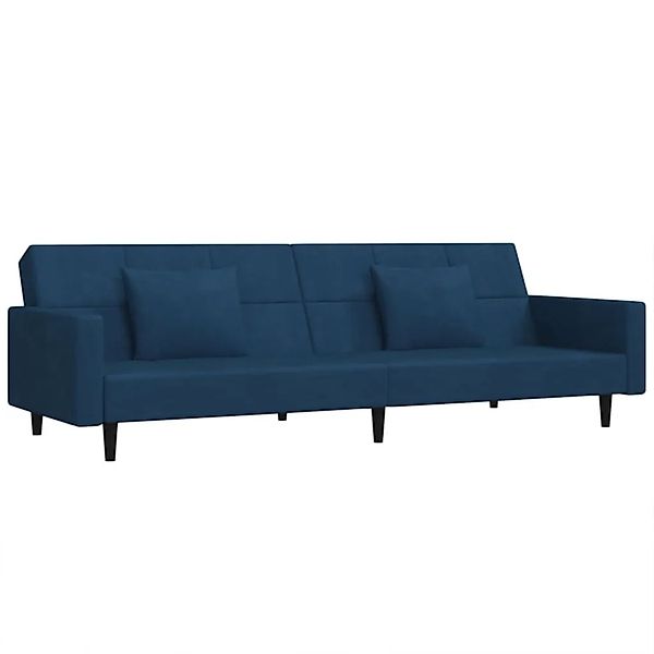 vidaXL Schlafsofa 2-Sitzer mit 2 Kissen Blau Samt 375815 günstig online kaufen