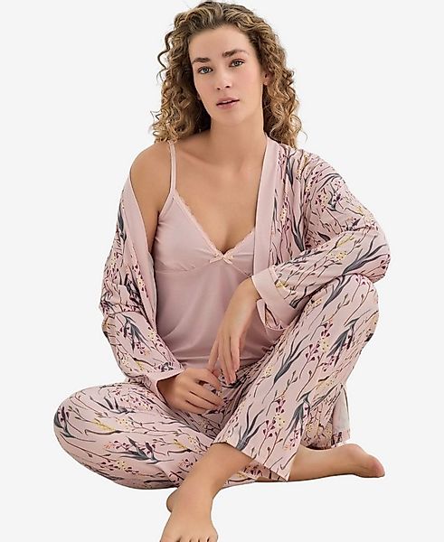fashionshowcase Pyjama Damen 3-teiliges Set - Hausanzug mit Top, Hose & Mor günstig online kaufen
