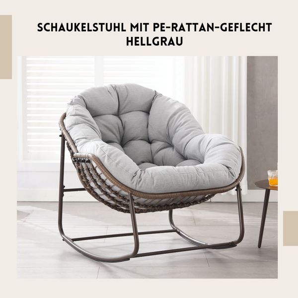 SeedWave Schaukelstuhl Übergroß mit PE-Rattan-Geflecht, 15 günstig online kaufen