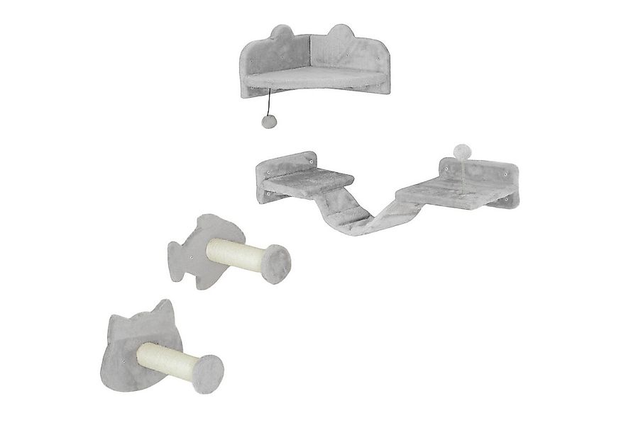 furnicato Katzen-Kletterwand Katzentreppen-Set 4-teilig mit Sisal-Stufen, P günstig online kaufen