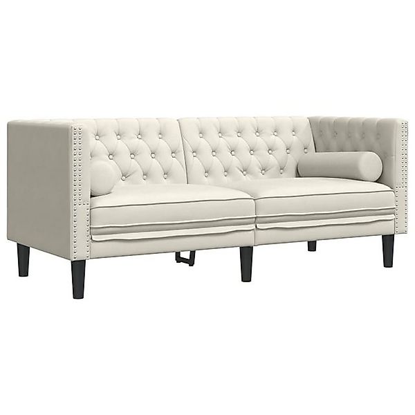 vidaXL Sofa Chesterfield-Sofa mit Nackenrollen 2-Sitzer Creme Samt günstig online kaufen