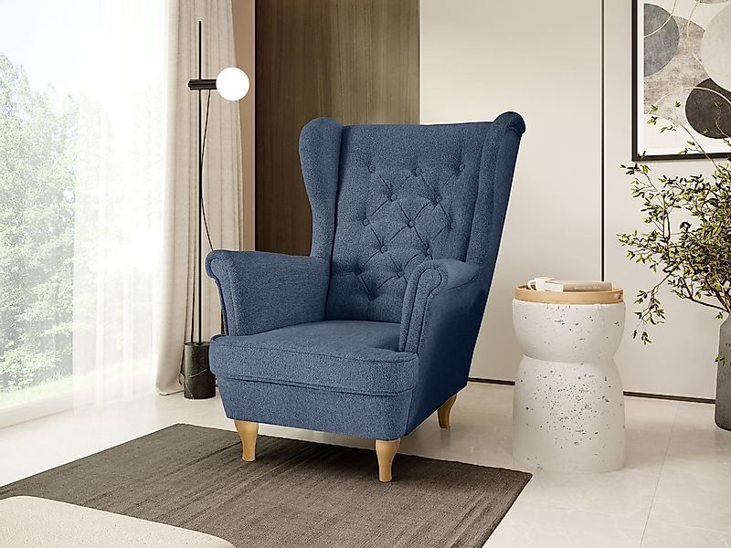Beautysofa Ohrensessel Sessel FALCO Chesterfield Wohnzimmersessel günstig online kaufen