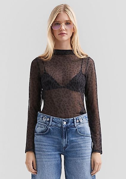 QS Langarmshirt T-Shirt Transparentes Mesh-Shirt mit günstig online kaufen