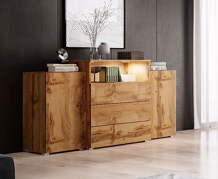 Home affaire Sideboard "URBAN III" Moderne Kommode mit 3 Schubladen und 4 F günstig online kaufen
