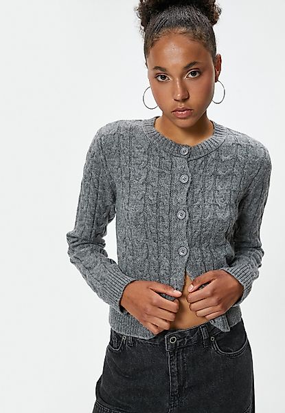 Koton Cardigan Rundhalsausschnitt Haarzopf günstig online kaufen