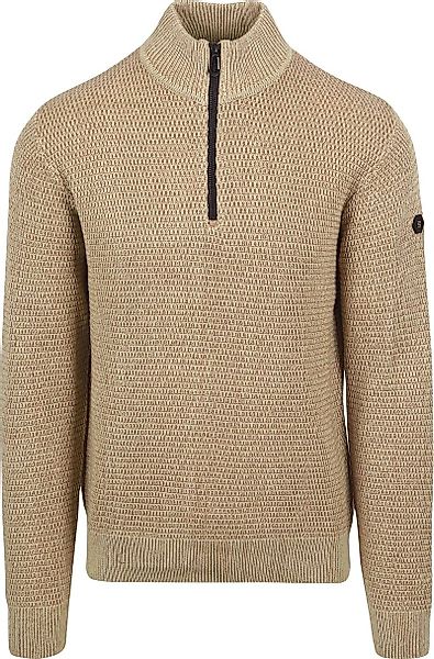 No Excess Halfzip Pullover Struktur Melange Beige - Größe M günstig online kaufen