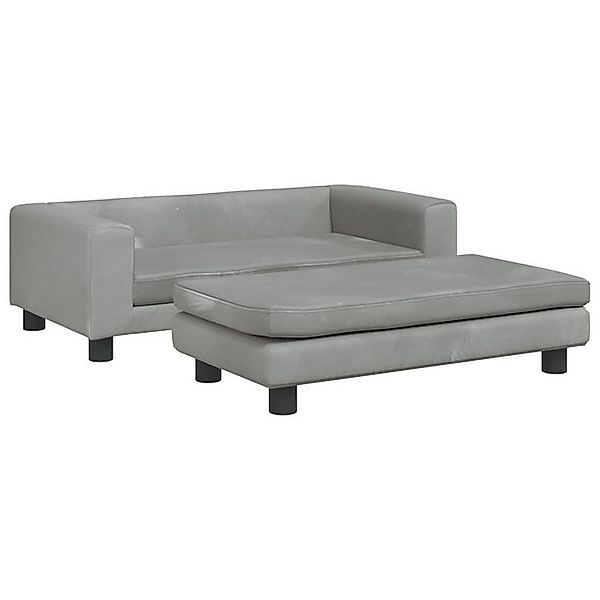 vidaXL Kindersofa Kindersofa mit Hocker Hellgrau 100x50x30 cm Samt Kinderco günstig online kaufen