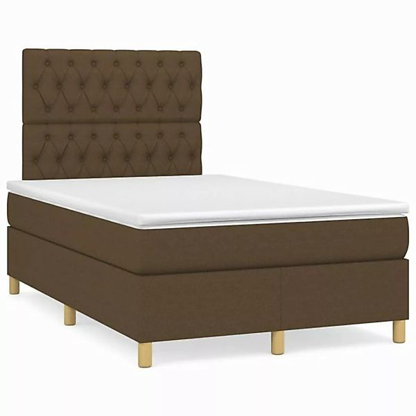 vidaXL Boxspringbett Boxspringbett mit Matratze Dunkelbraun 120x200 cm Stof günstig online kaufen