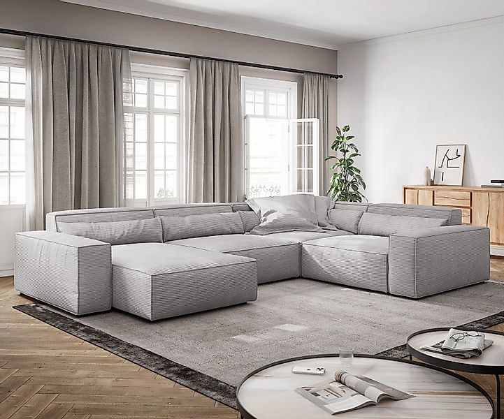 DELIFE Big-Sofa Sirpio, XL Cord Silbergrau günstig online kaufen