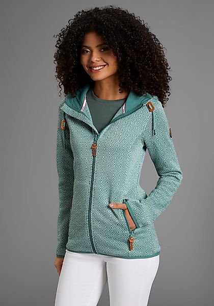 KangaROOS Fleecejacke mit Kapuze gemusterte Struktur, hüftbedeckende Länge günstig online kaufen