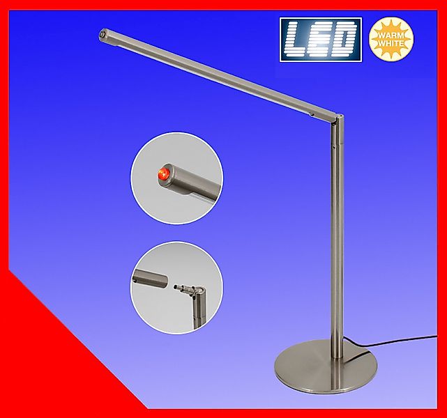 TRANGO LED Tischleuchte, 7489 LED Tischleuchte *STRAIGHT* Edelstahl-Optik S günstig online kaufen