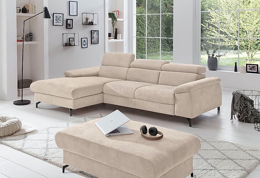 COTTA Ecksofa "Kitty L-Form, B: 242 cm" mit Kopfteilverstellung, optional B günstig online kaufen