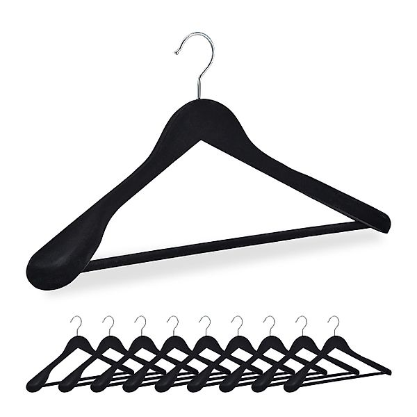 relaxdays Kleiderbügel Schwarze Kleiderbügel Samt im günstig online kaufen