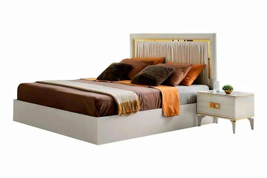 JVmoebel Bett Rechteckig Bett Weiß Einfarbig Modern Design Textil Schlafzim günstig online kaufen