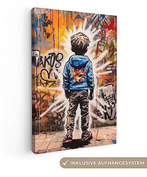 OneMillionCanvasses® Leinwandbild Graffiti - Junge - Farben - Straßenkunst, günstig online kaufen