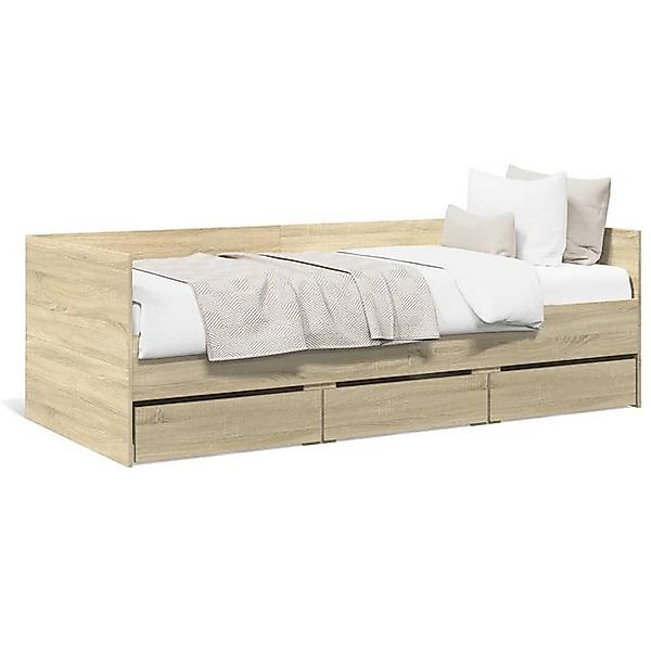 vidaXL Bett, Tagesbett mit Schubladen Sonoma-Eiche 75x190 cm Holzwerkstoff günstig online kaufen