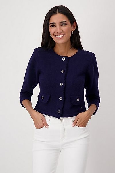 Monari Strickjacke Jacke Basic Strick Flamme Mit Rundhalsausschnitt günstig online kaufen