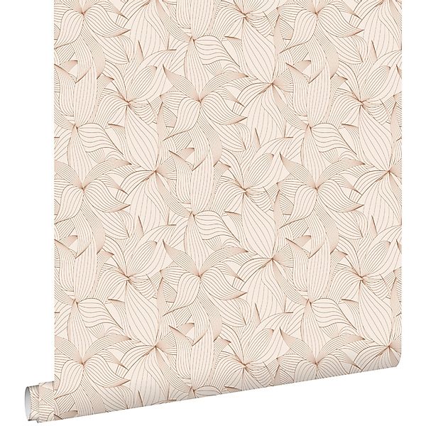 ESTAhome Tapete Gezeichnete Blätter Sandbeige 50 X 900 Cm - 139494 günstig online kaufen