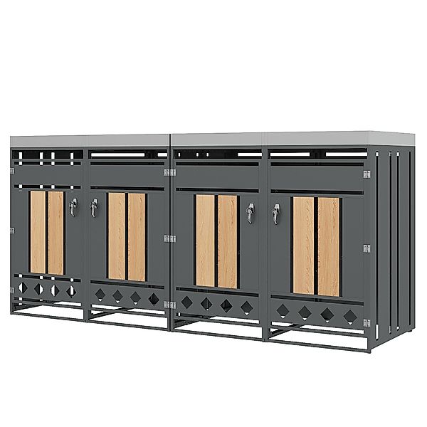 Mülltonnenschrank mit 4 Fächern, integriertem Pflanztrog und abschließbare günstig online kaufen