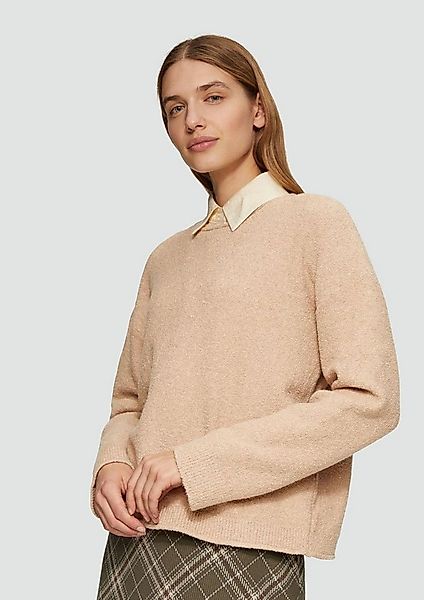 s.Oliver Rundhalspullover Casual (1-tlg) Bouclé, Rollsaum, langarm günstig online kaufen