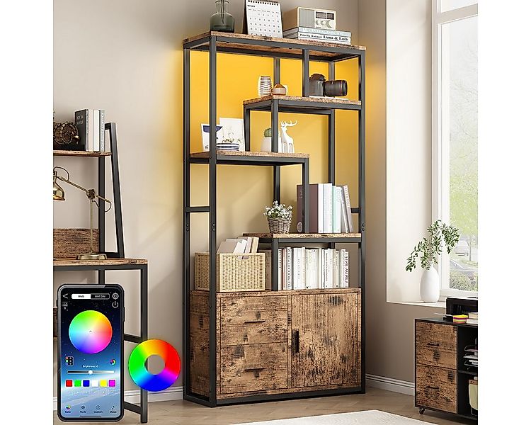 Mihtrov Bücherregal Standregal, Bücherschrank mit LED-Beleuchtung, 1-tlg., günstig online kaufen