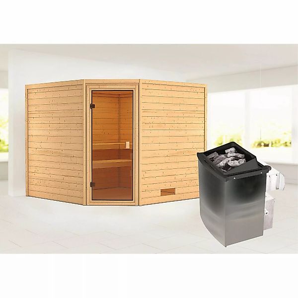 Karibu Sauna Leona mit Ofen intergrierte Stg.Natur günstig online kaufen