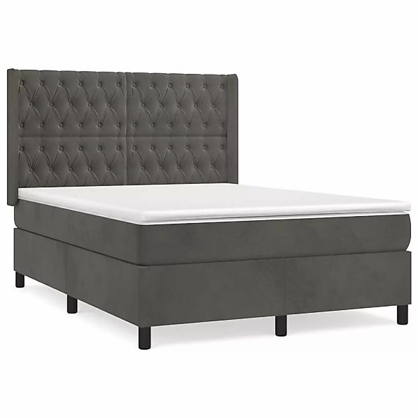 Vidaxl Boxspringbett Mit Matratze Dunkelgrau 140x190 Cm Samt günstig online kaufen