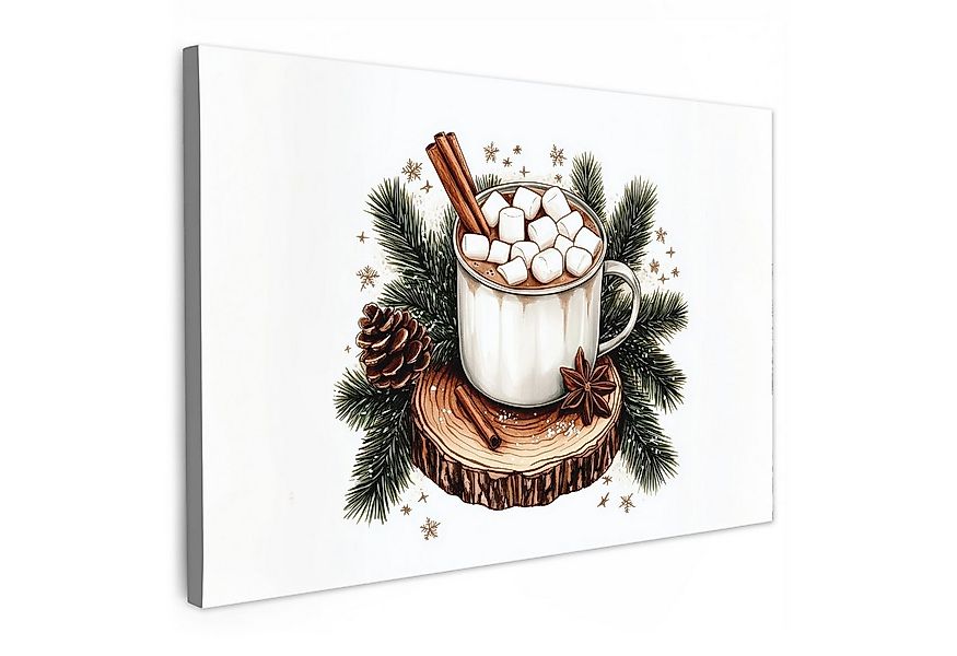 OneMillionCanvasses® Leinwandbild Winter - Holz - Schokoladenmilch - Geträn günstig online kaufen