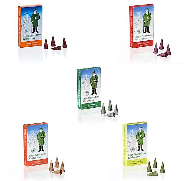 Crottendorfer Duftkerze 5er Set: Winter-Orange / Zimtapfel / Waldmoos / Wal günstig online kaufen