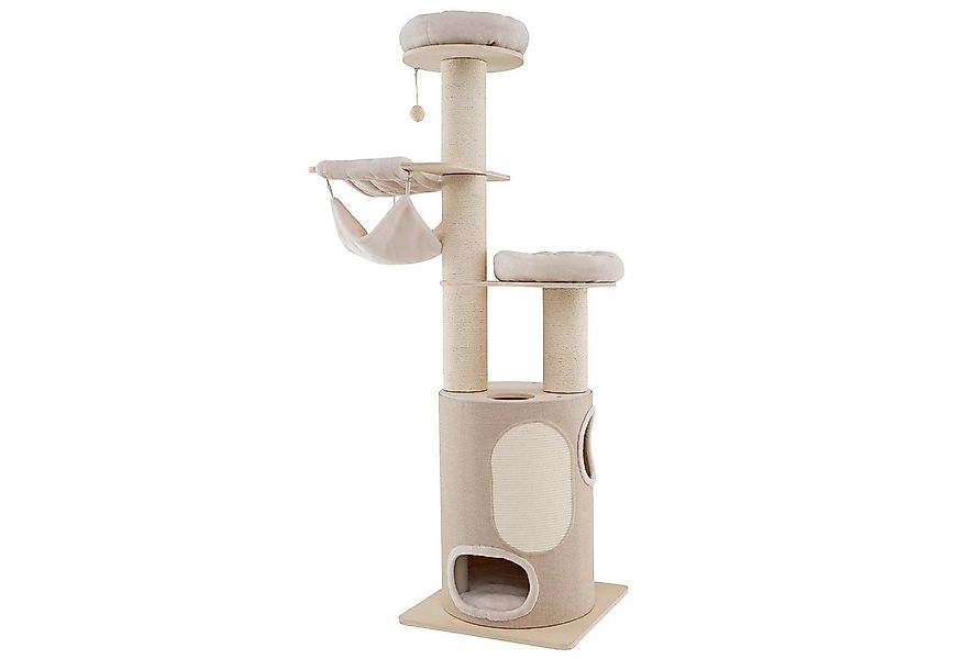 COSTWAY Kratzbaum, mit 2-stöckiger Kratztonne, 2 Hängematten, groß, 187cm h günstig online kaufen