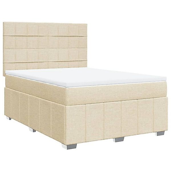 vidaXL Bett Boxspringbett mit Matratze Creme 160x200 cm Stoff günstig online kaufen