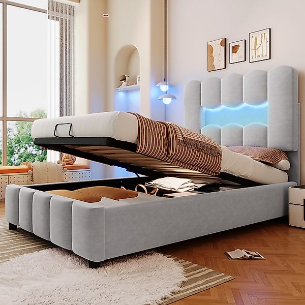 STILVORA Polsterbett 90×200 mit LED-Licht,Kinderbett Bettgestell günstig online kaufen