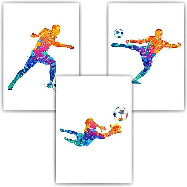 Tigerlino Poster Farbenfrohe Fußballspieler 3er Set günstig online kaufen