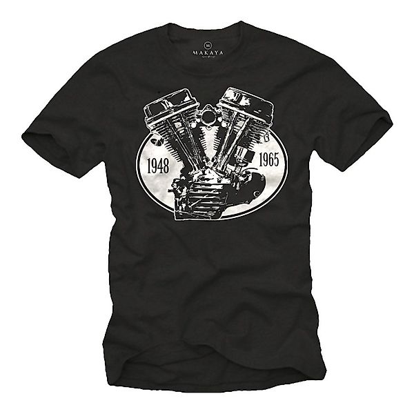 MAKAYA Print-Shirt Herren Motorrad T-Shirt Vintage günstig online kaufen