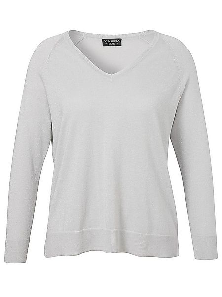 VIA APPIA DUE V-Ausschnitt-Pullover mit silbernem Lurex-Glitzer-Effekt günstig online kaufen